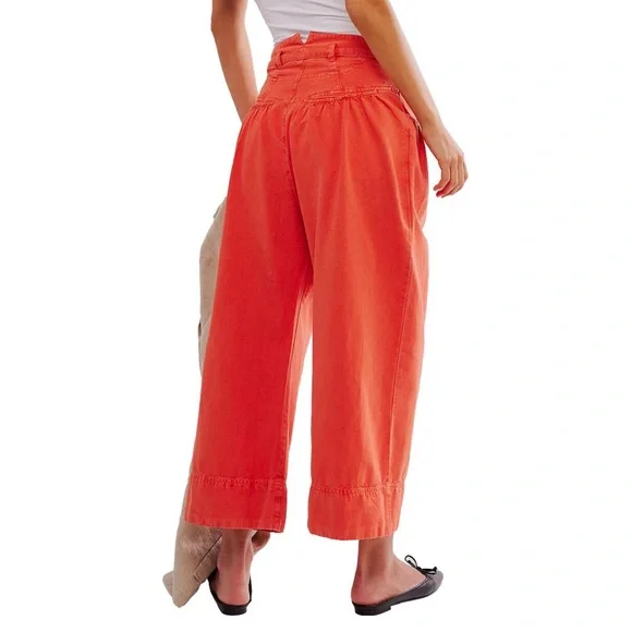 ๐ FREE PEOPLE Sweet Talk Wide Leg Pleated Chino Pants - Picture 4 of 8